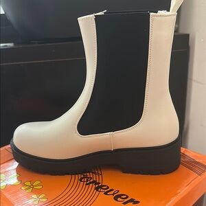 Forever 21 Cream and Black Combat Boots